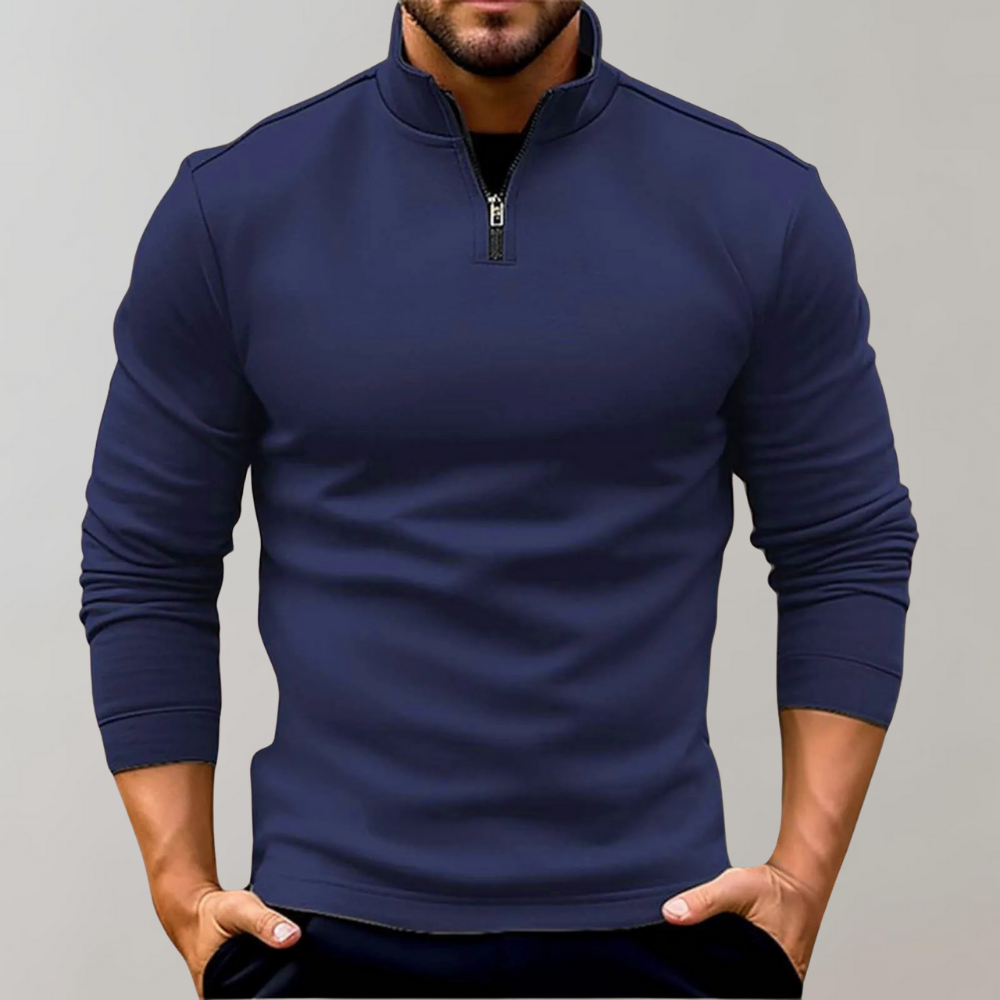 Men's Half Zip Jumper Fitted Long Sleeve Smart Knit