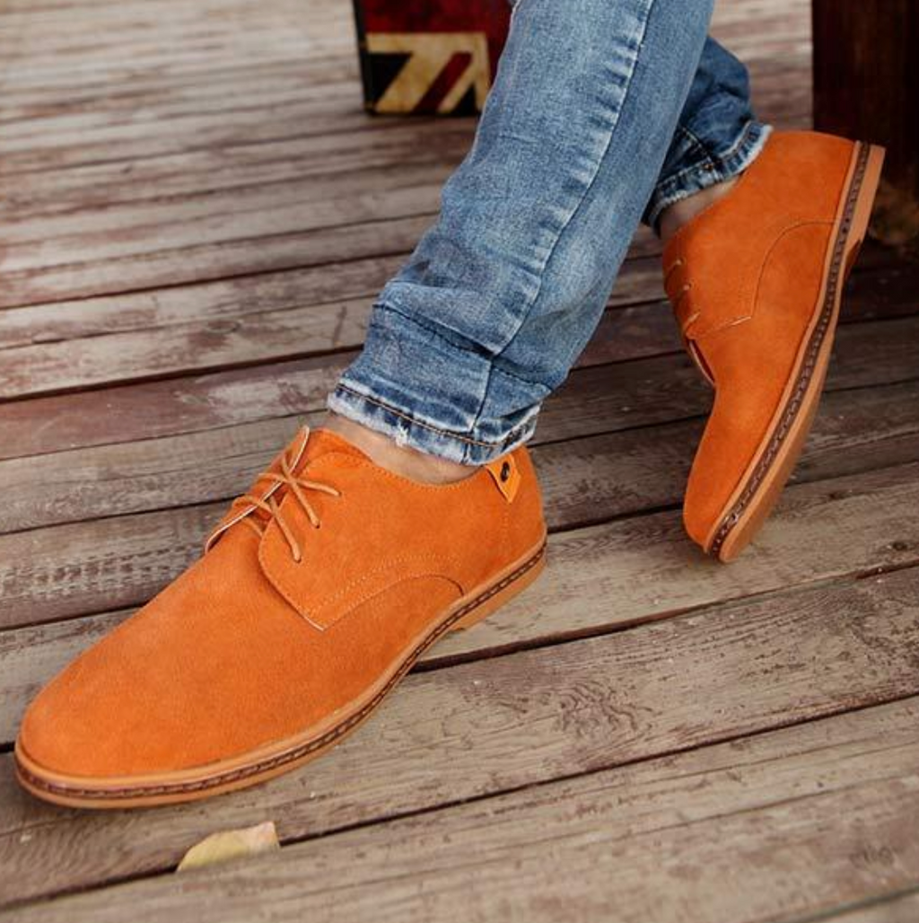 Men's Derby Shoes Suede Texture Lace Up Sole Detail