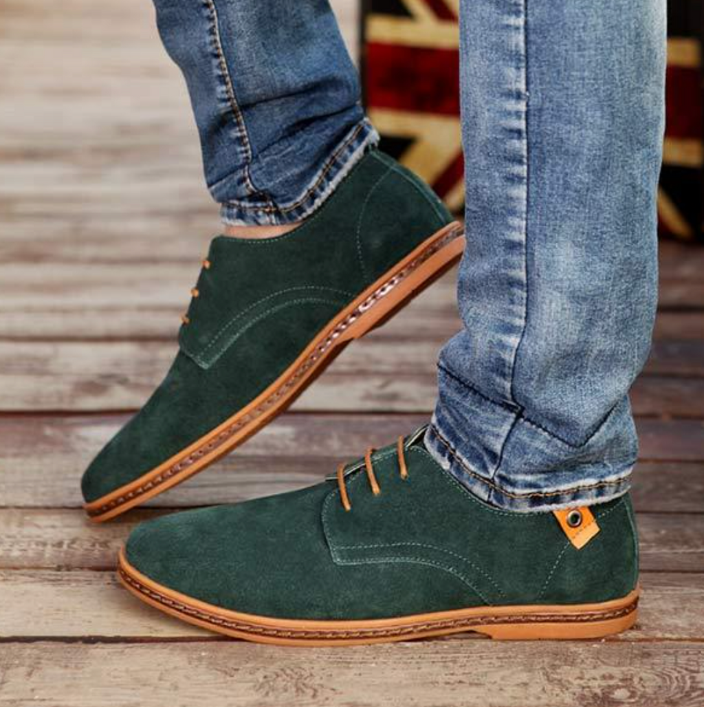 Men's Derby Shoes Suede Texture Lace Up Sole Detail