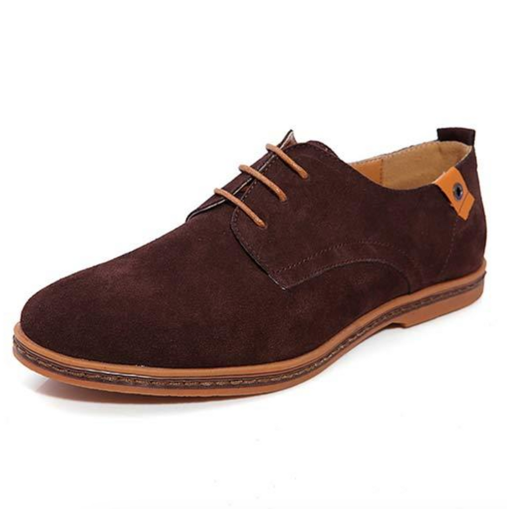 Men's Derby Shoes Suede Texture Lace Up Sole Detail