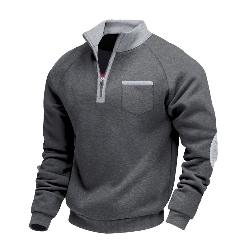 Men's Stand Collar Quarter Zip Sweatshirt Practical Layer
