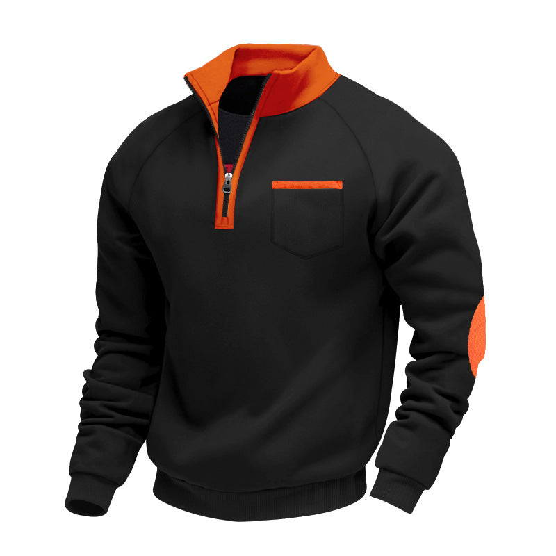 Men's Stand Collar Quarter Zip Sweatshirt Practical Layer