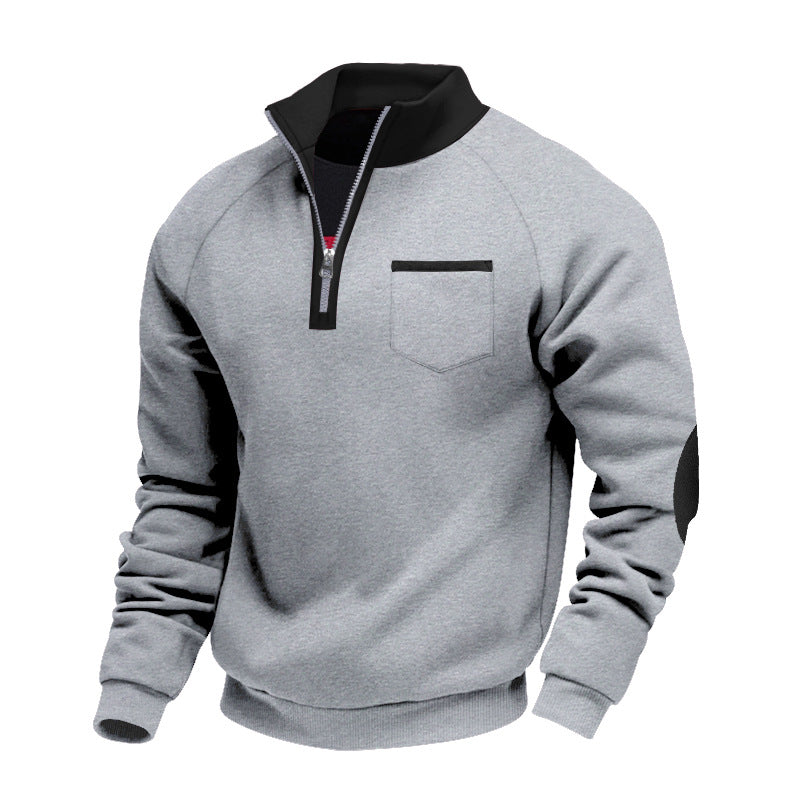 Men's Stand Collar Quarter Zip Sweatshirt Practical Layer