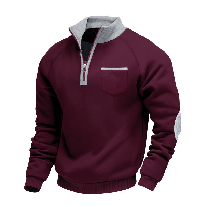 Men's Stand Collar Quarter Zip Sweatshirt Practical Layer