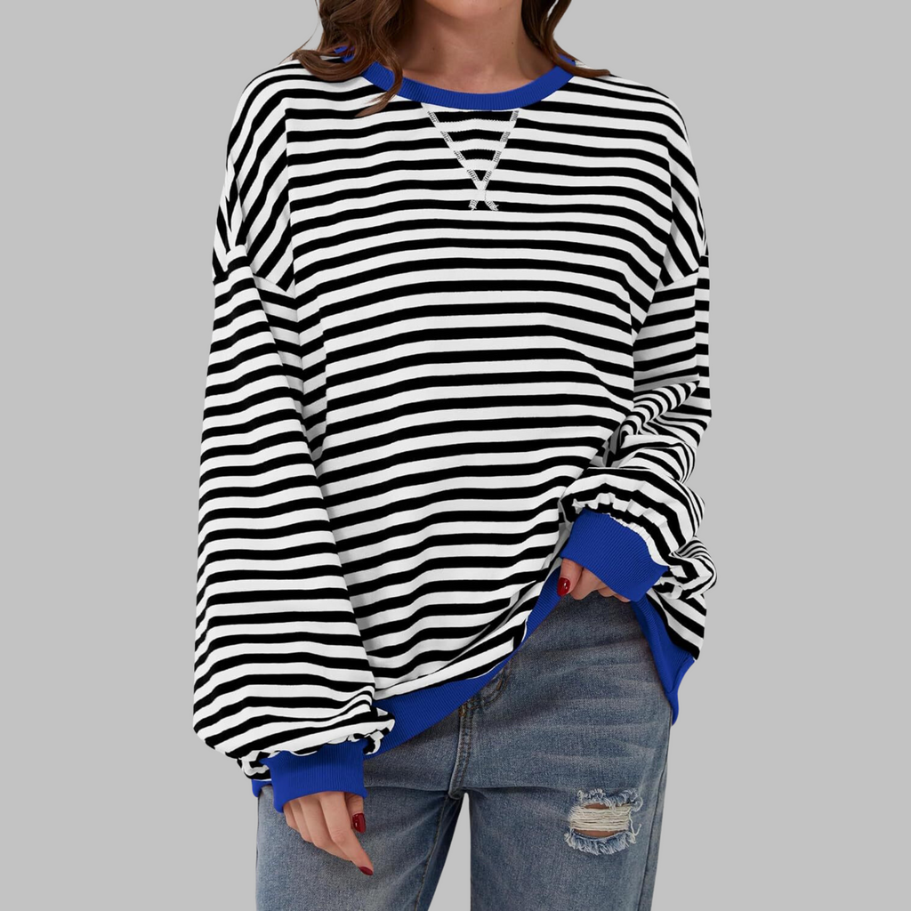 Women's Oversized Printed Sweatshirt – Relaxed Crew Neck