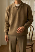 Men's Button Placket Polo Sweater Soft Knit Layer