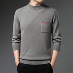 Men's Mock Neck Knit Sweater Minimal Long Sleeve Style