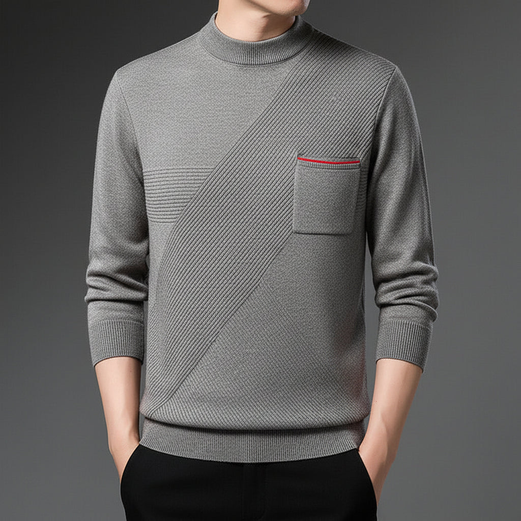 Men's Mock Neck Knit Sweater Minimal Long Sleeve Style