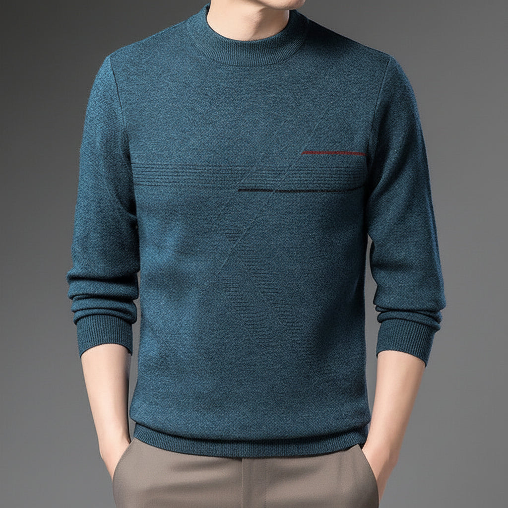 Men's Mock Neck Knit Sweater Minimal Long Sleeve Style