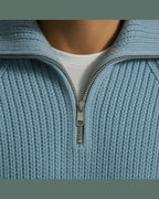 Men's Wide Collar Ribbed Sweater Half Zip Knit
