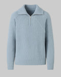 Men's Wide Collar Ribbed Sweater Half Zip Knit