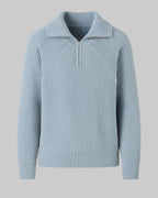 Men's Wide Collar Ribbed Sweater Half Zip Knit