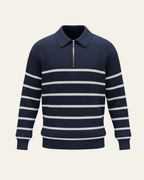 Men's Polo Collar Sweater Ribbed Half Zip Knit