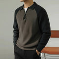 Men's Zip Polo Knit Sweater Raglan Sleeve Smart Casual