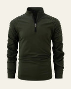 Men's Long Sleeve Quarter Zip Polo Shirt Slim Smart