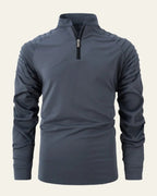 Men's Long Sleeve Quarter Zip Polo Shirt Slim Smart