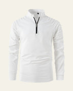 Men's Long Sleeve Quarter Zip Polo Shirt Slim Smart