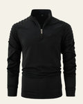 Men's Long Sleeve Quarter Zip Polo Shirt Slim Smart