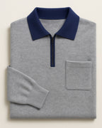 Men's Collared Quarter Zip Sweater Chest Pocket Knit