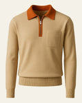 Men's Collared Quarter Zip Sweater Chest Pocket Knit