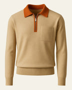 Men's Collared Quarter Zip Sweater Chest Pocket Knit