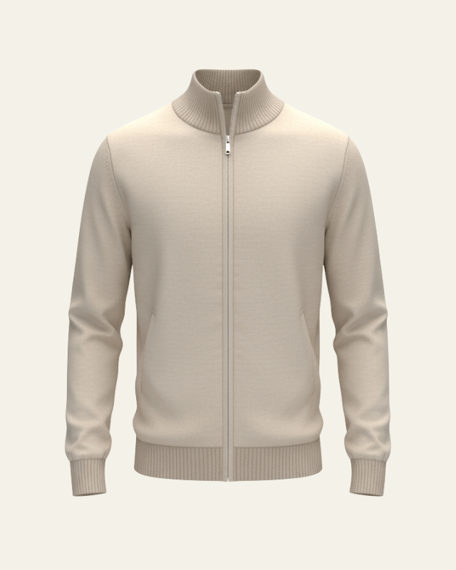 Men's Full Zip Knit Cardigan Stand Collar Layer