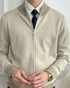 Men's Full Zip Knit Cardigan Stand Collar Layer