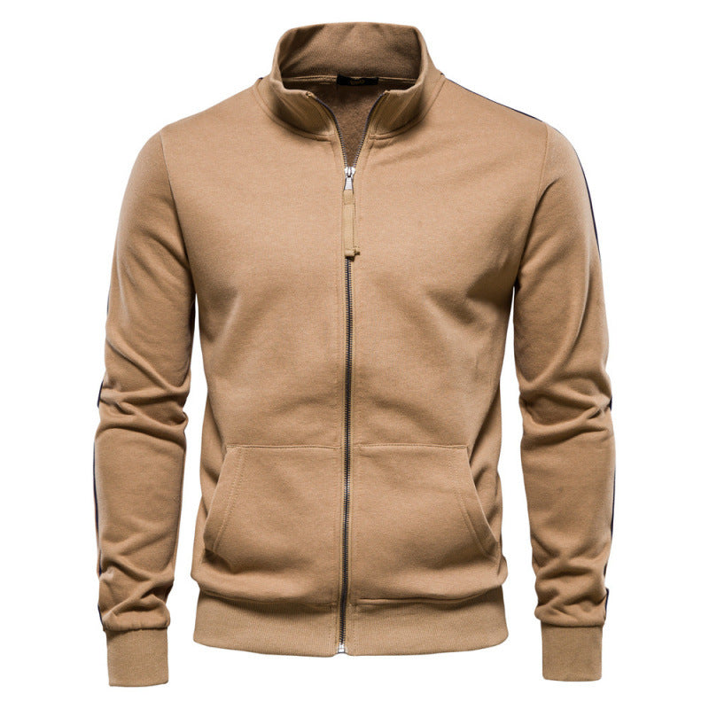 Men's Stand Collar Zip Jacket Casual Pocketed Layer