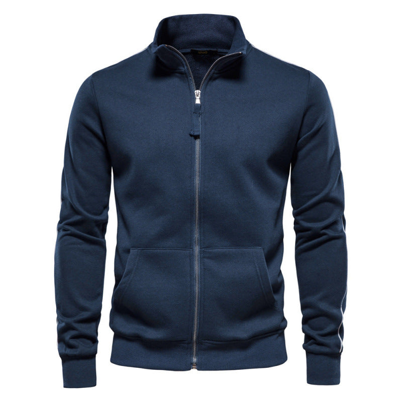 Men's Stand Collar Zip Jacket Casual Pocketed Layer