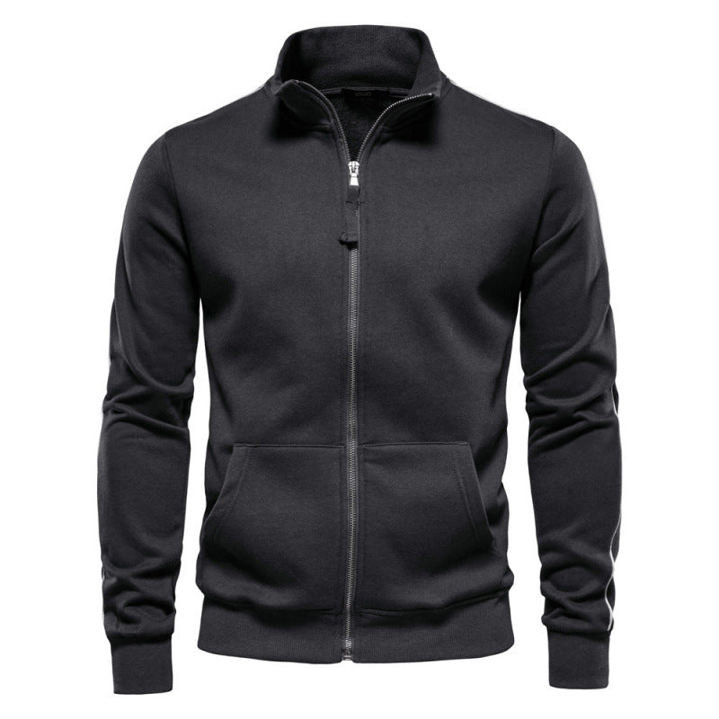 Men's Stand Collar Zip Jacket Casual Pocketed Layer