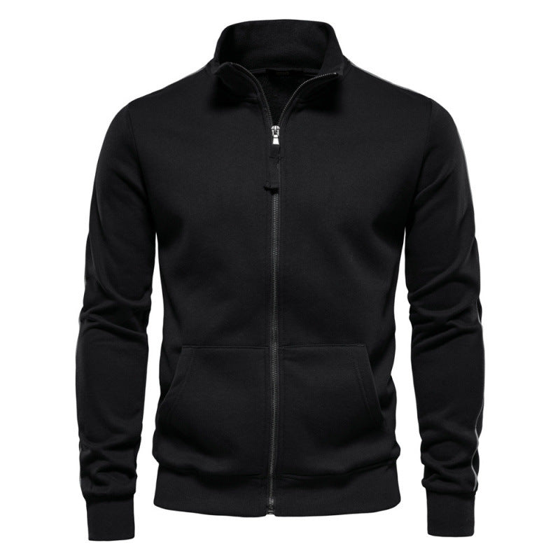 Men's Stand Collar Zip Jacket Casual Pocketed Layer