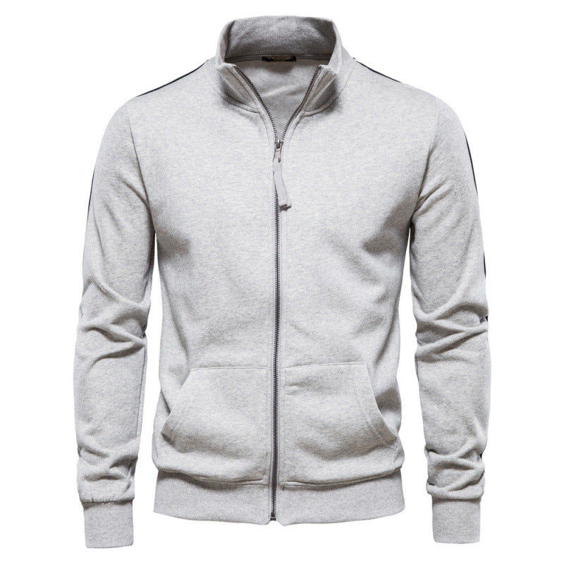 Men's Stand Collar Zip Jacket Casual Pocketed Layer