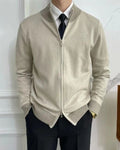 Men's Full Zip Knit Cardigan Stand Collar Layer