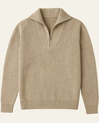 Men's Ribbed Stand Collar Sweater Half Zip Knit