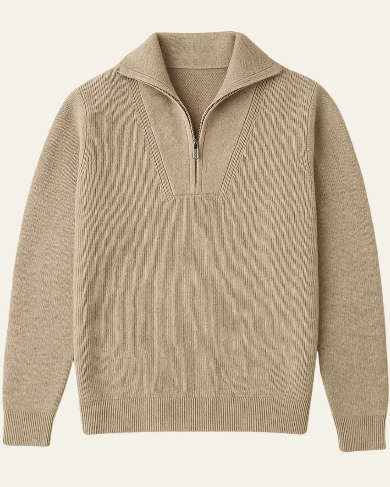 Men's Ribbed Stand Collar Sweater Half Zip Knit