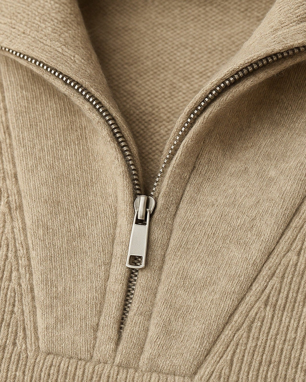 Men's Ribbed Stand Collar Sweater Half Zip Knit