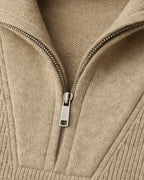 Men's Ribbed Stand Collar Sweater Half Zip Knit