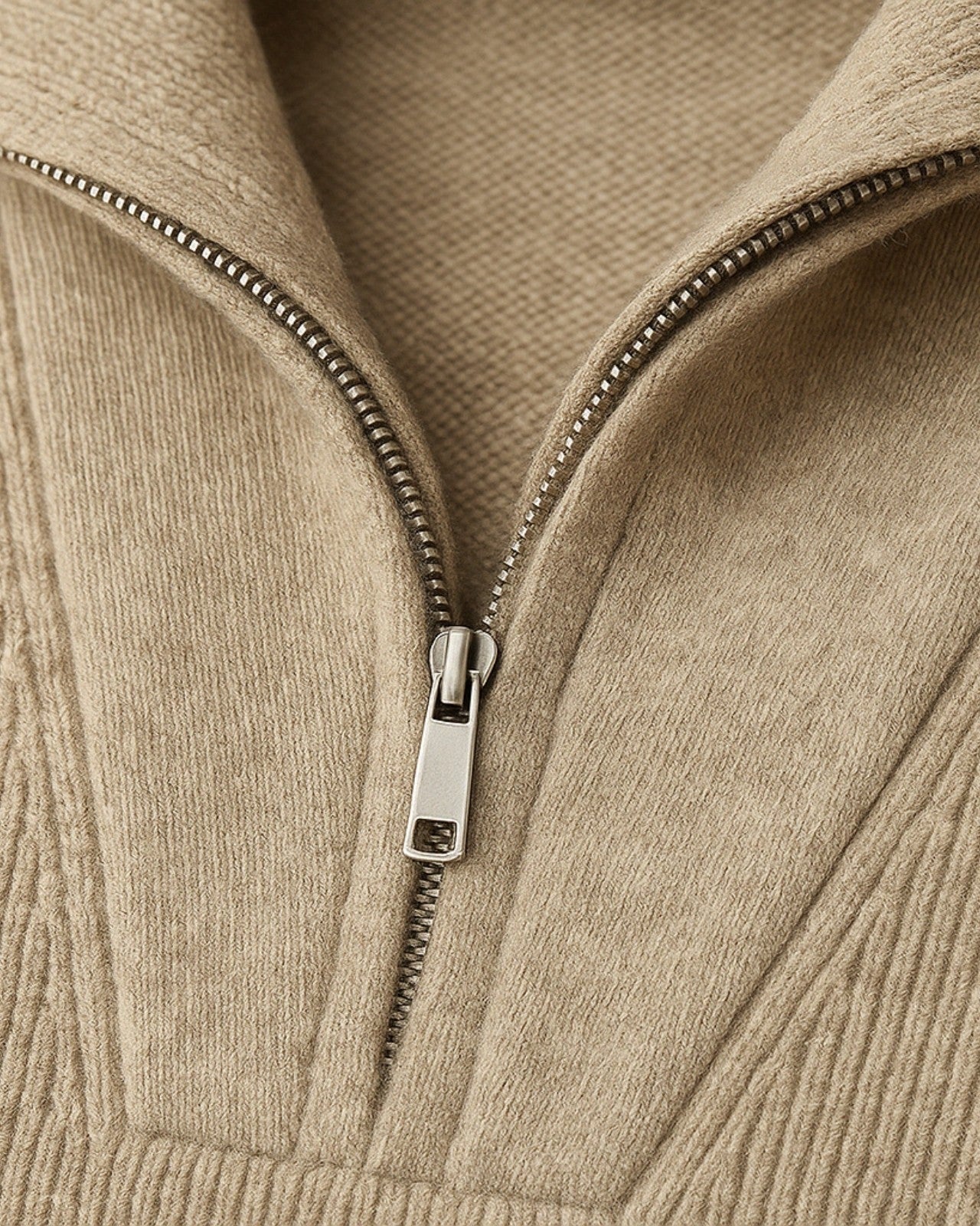 Men's Ribbed Stand Collar Sweater Half Zip Knit