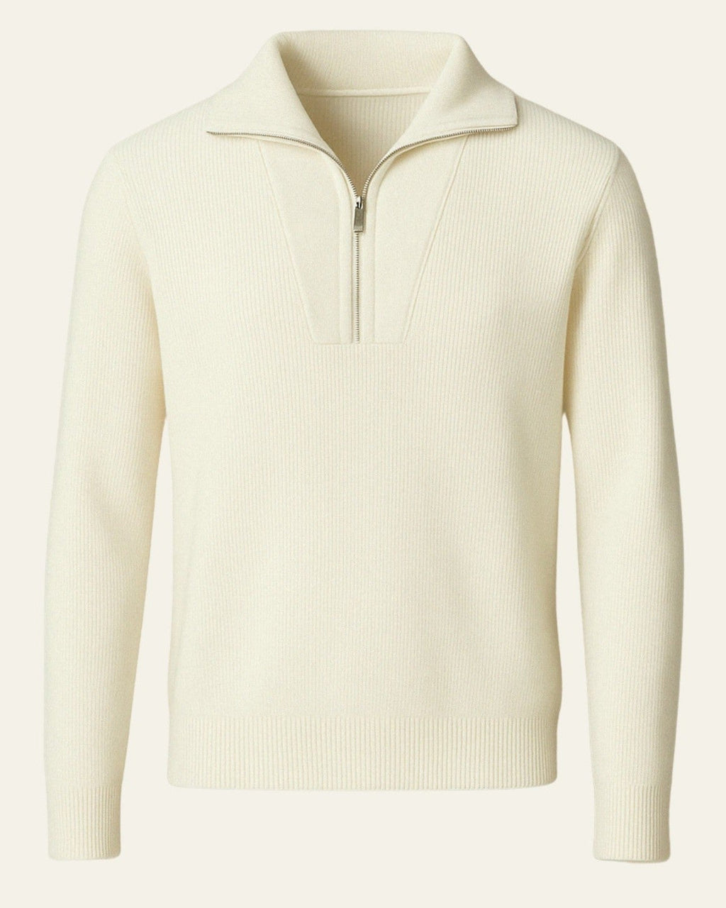 Men's Ribbed Stand Collar Sweater Half Zip Knit