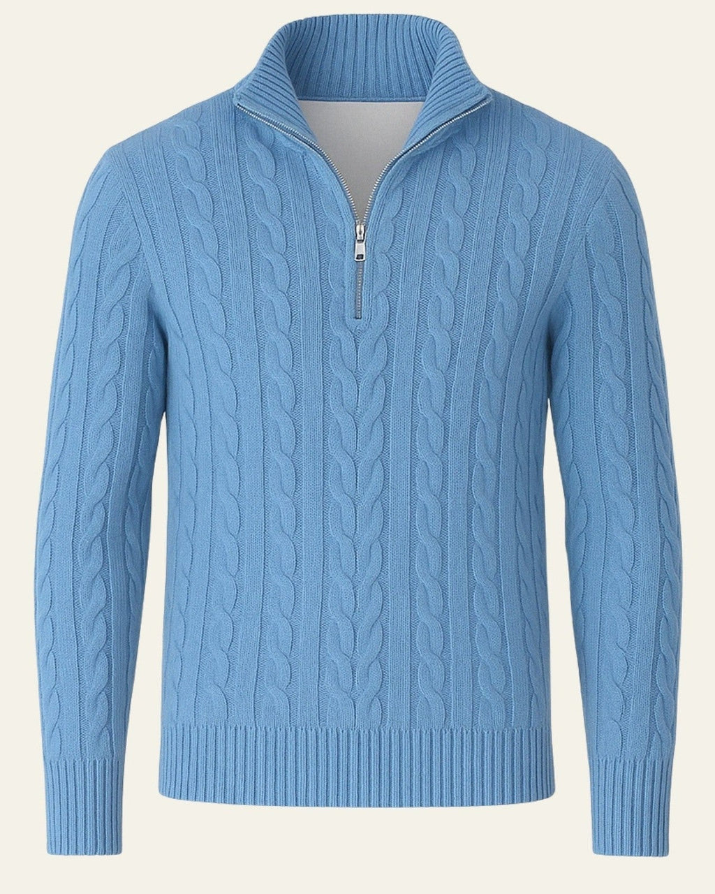 Men's Cable Knit Half Zip Sweater Refined Collar Layer