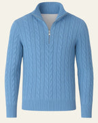Men's Cable Knit Half Zip Sweater Refined Collar Layer