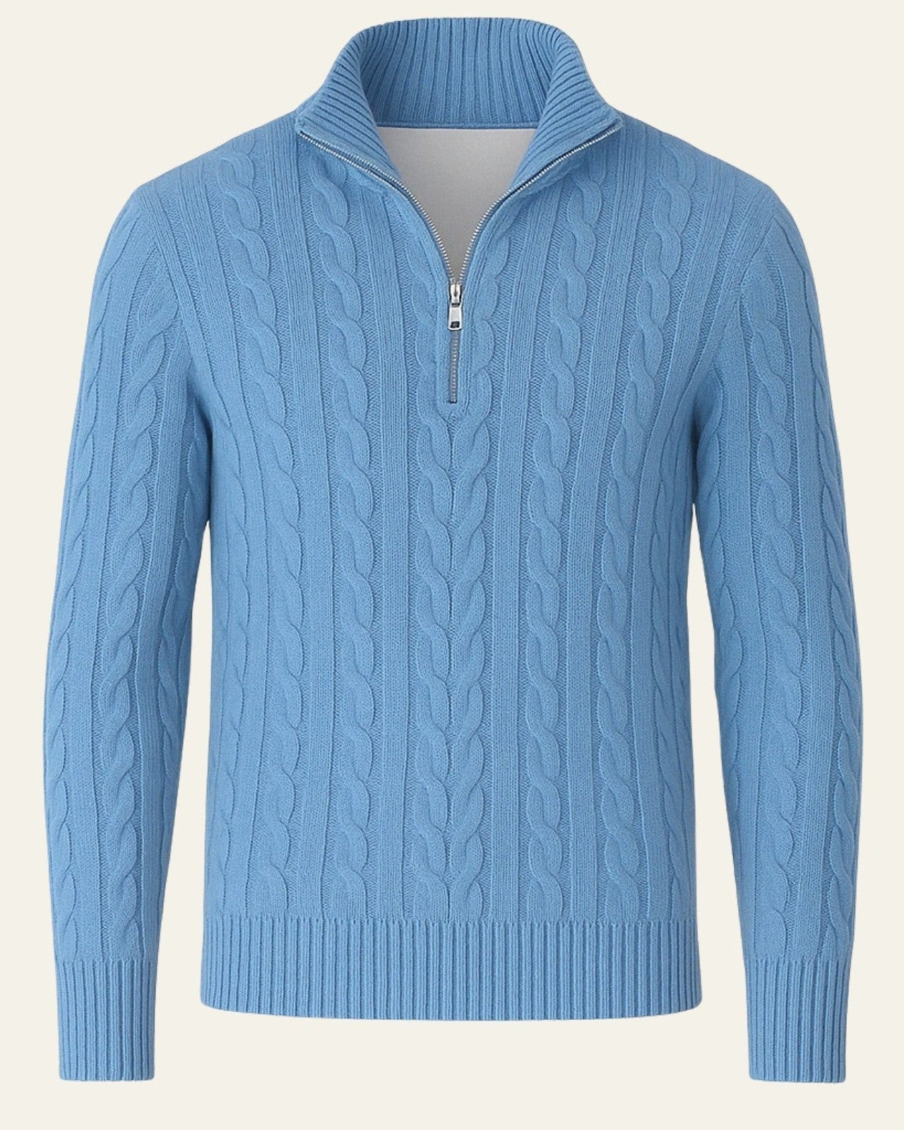 Men's Cable Knit Half Zip Sweater Refined Collar Layer