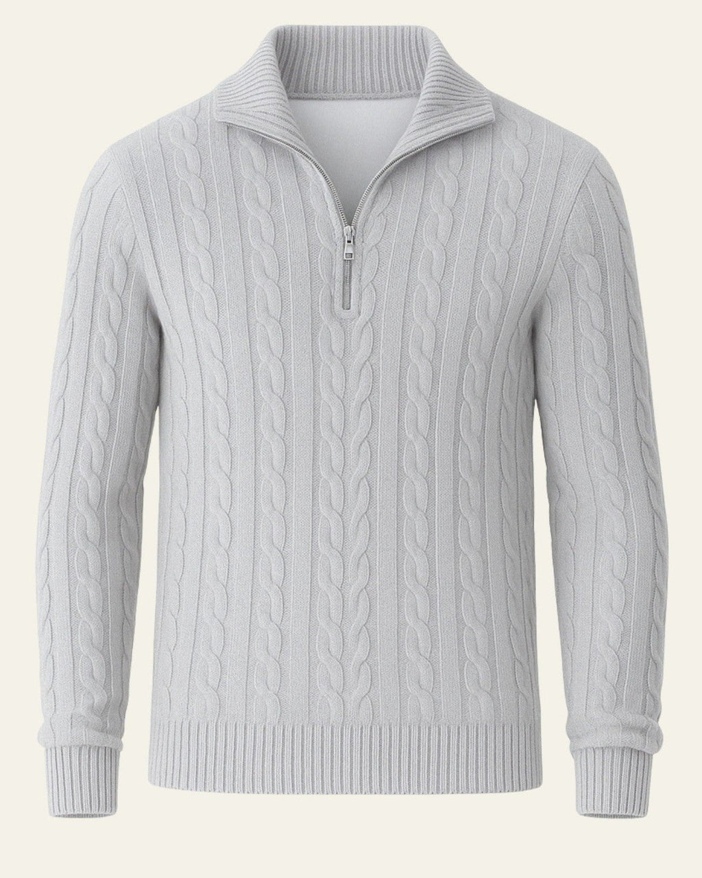 Men's Cable Knit Half Zip Sweater Refined Collar Layer