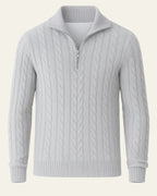 Men's Cable Knit Half Zip Sweater Refined Collar Layer