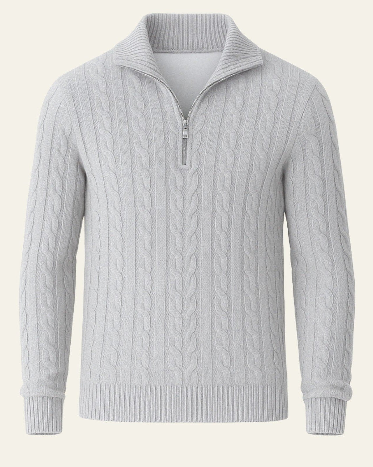 Men's Cable Knit Half Zip Sweater Refined Collar Layer