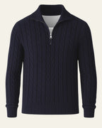 Men's Cable Knit Half Zip Sweater Refined Collar Layer