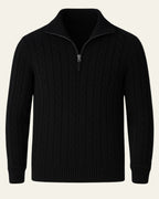 Men's Cable Knit Half Zip Sweater Refined Collar Layer