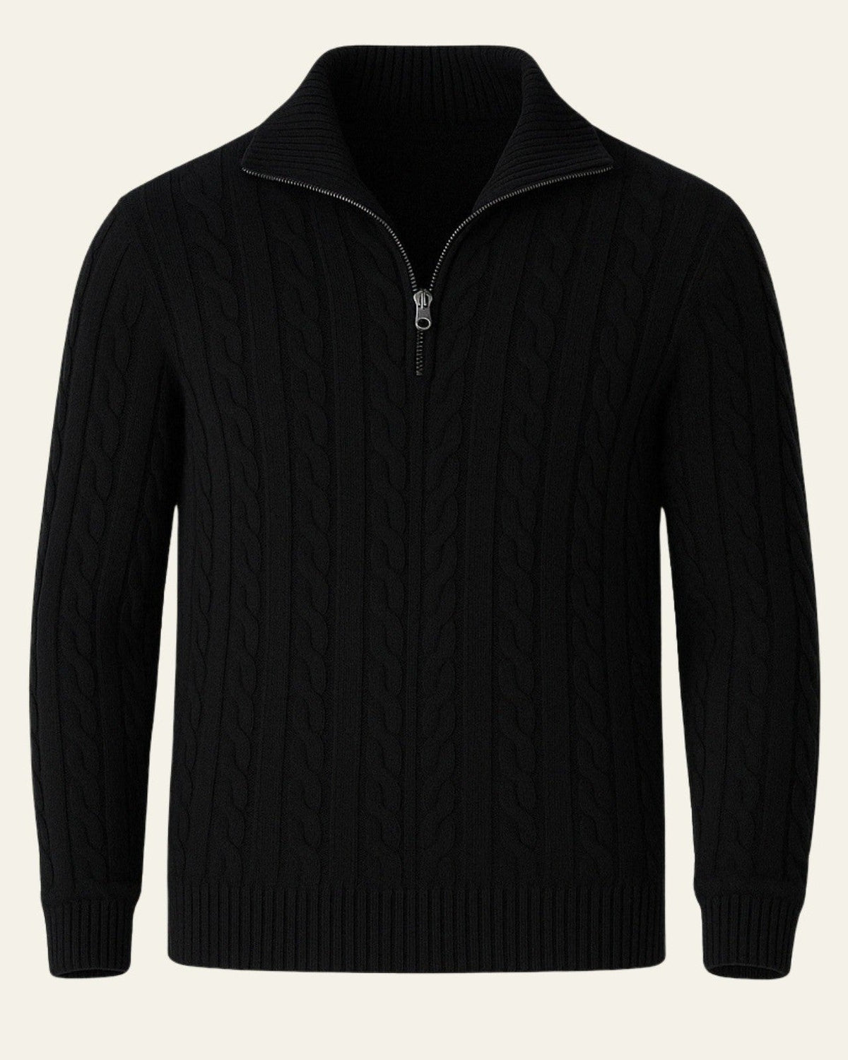 Men's Cable Knit Half Zip Sweater Refined Collar Layer