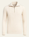 Men's Cable Knit Half Zip Sweater Refined Collar Layer