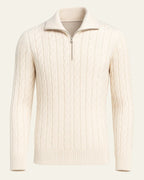 Men's Cable Knit Half Zip Sweater Refined Collar Layer